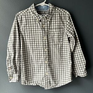 🩶 CARTER’S boys Button Down shirt size 4 5 gray & white checkered shirt euc
